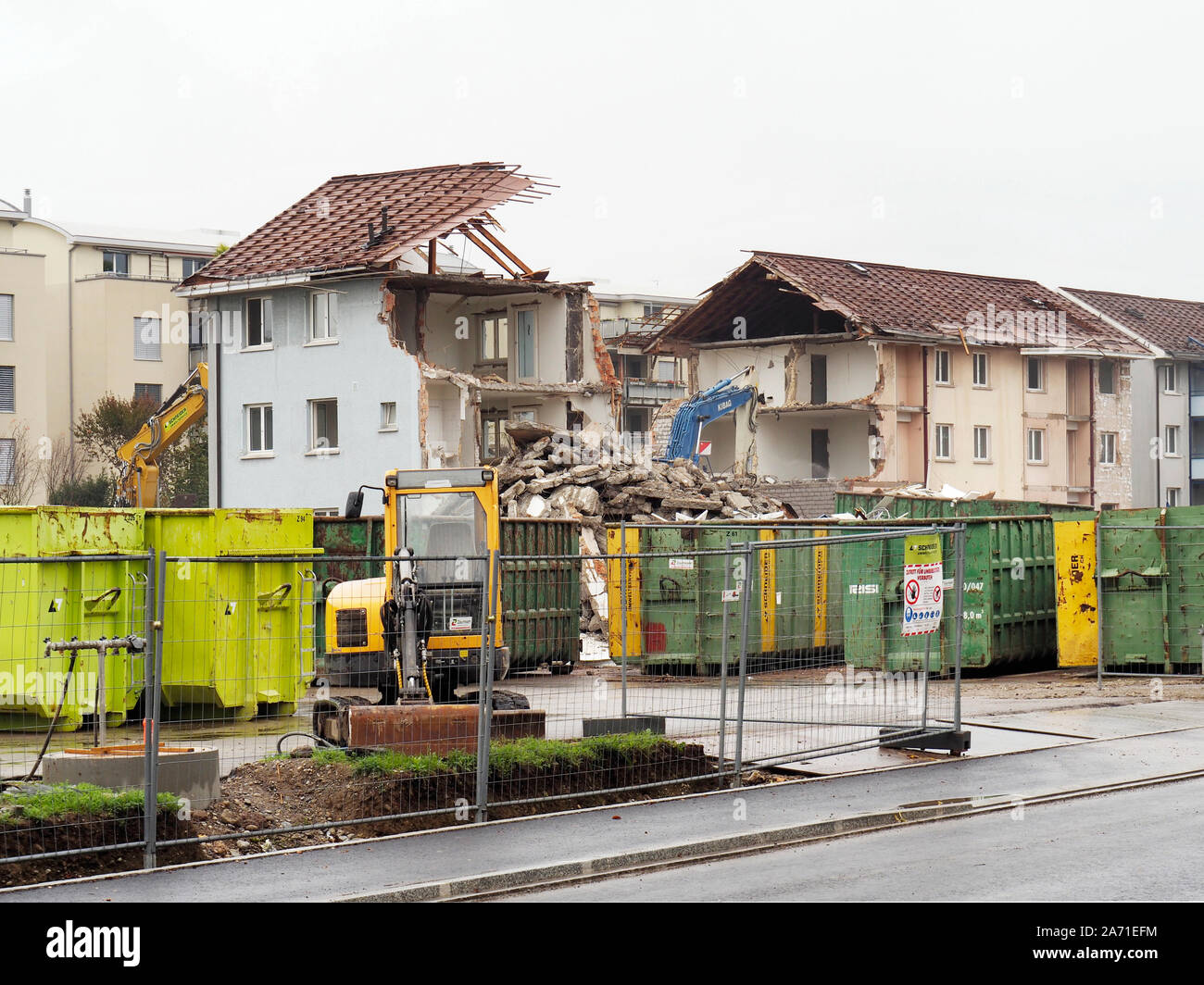 Abbruch einer Wohnsiedlung in Regensdorf ZH Stock Photo