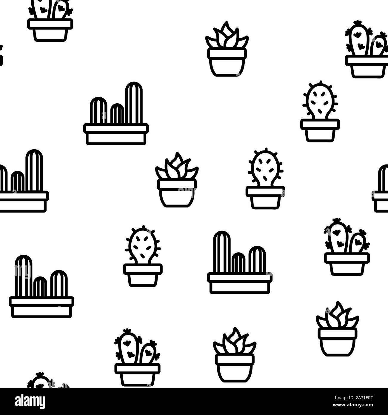 Cactus Domestic Plant Vector Seamless Pattern Stock Vector Image & Art ...