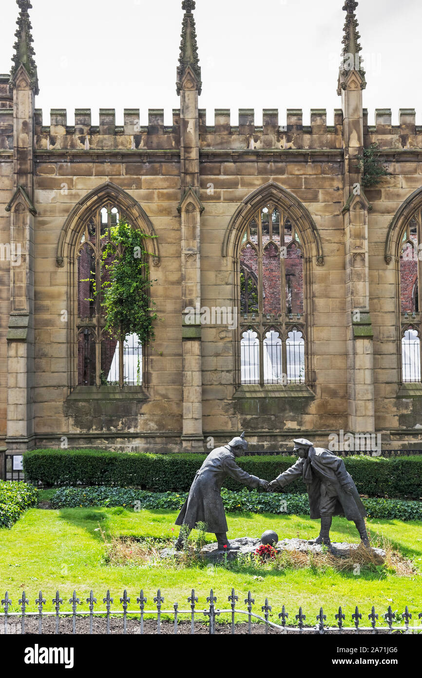 All Together Now statue by Andy Edwards at the bombed out church St