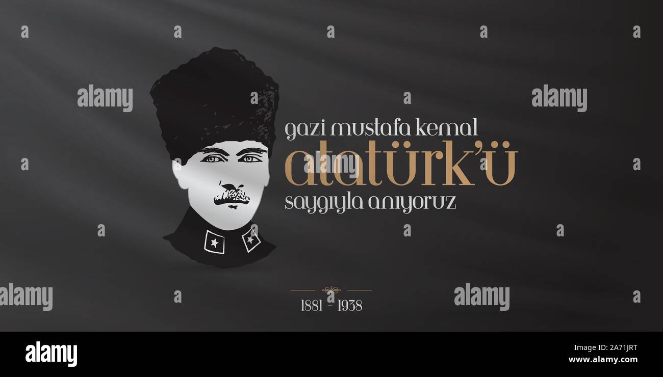 10 November, Mustafa Kemal Ataturk Death Day anniversary. Memorial day of Ataturk. Billboard Design. Stock Vector