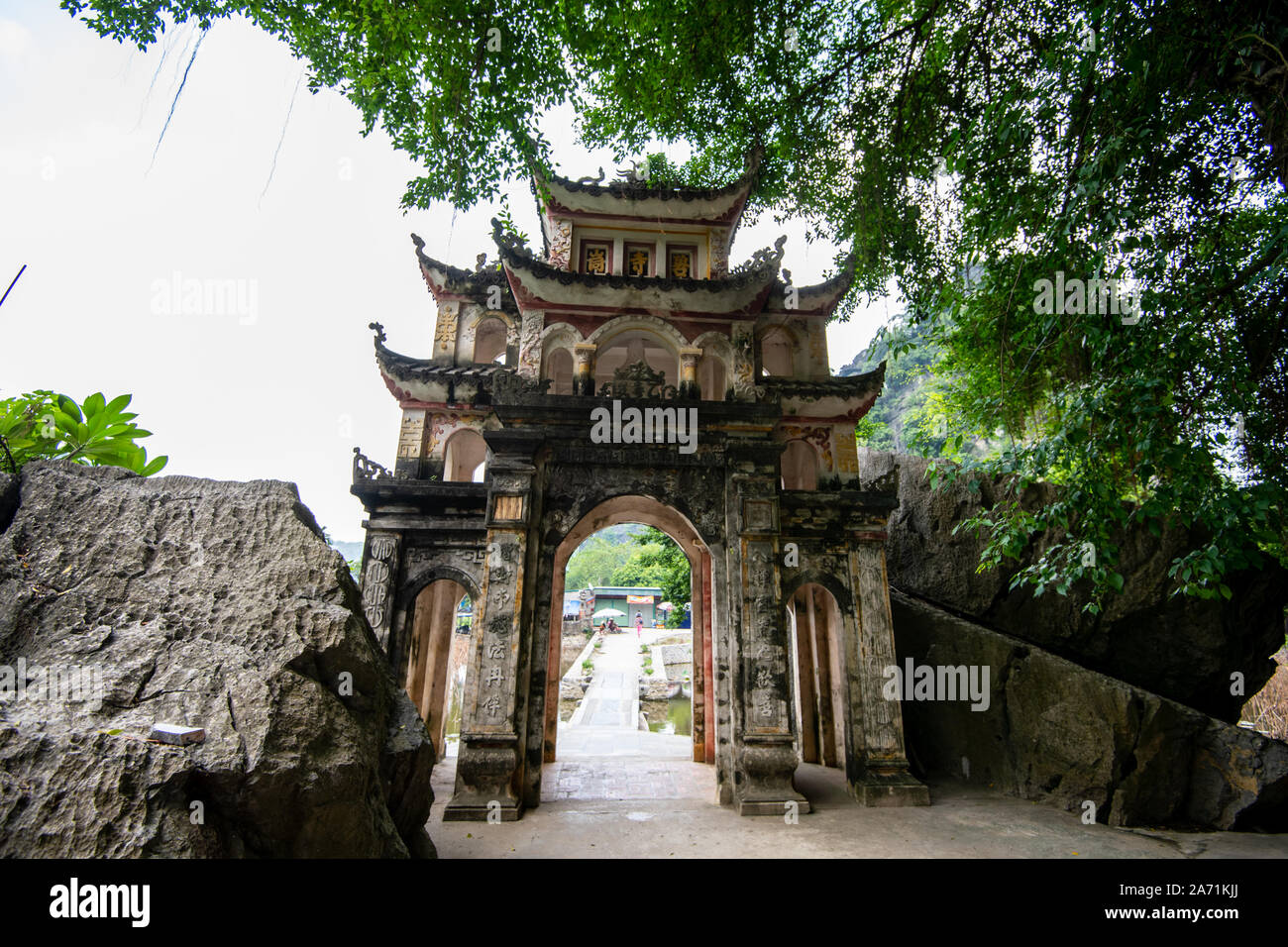 Beautiful Bich Dong Pagoda entrance in Tam Coc, Ninh Binh, Vietnam Stock Photo