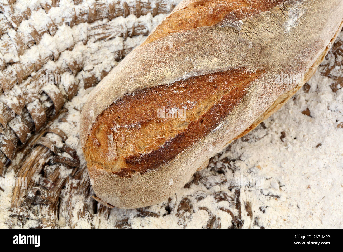 Fabrication artisanale de pains. / Traditional bread making. Stock Photo