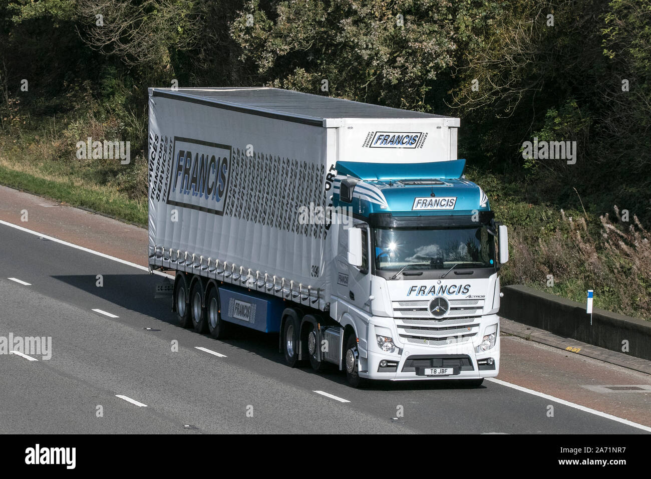 Francis transport Mercedes Actros Haulage delivery trucks, lorry, transportation, truck, cargo, vehicle, delivery, commercial transport Stock Photo