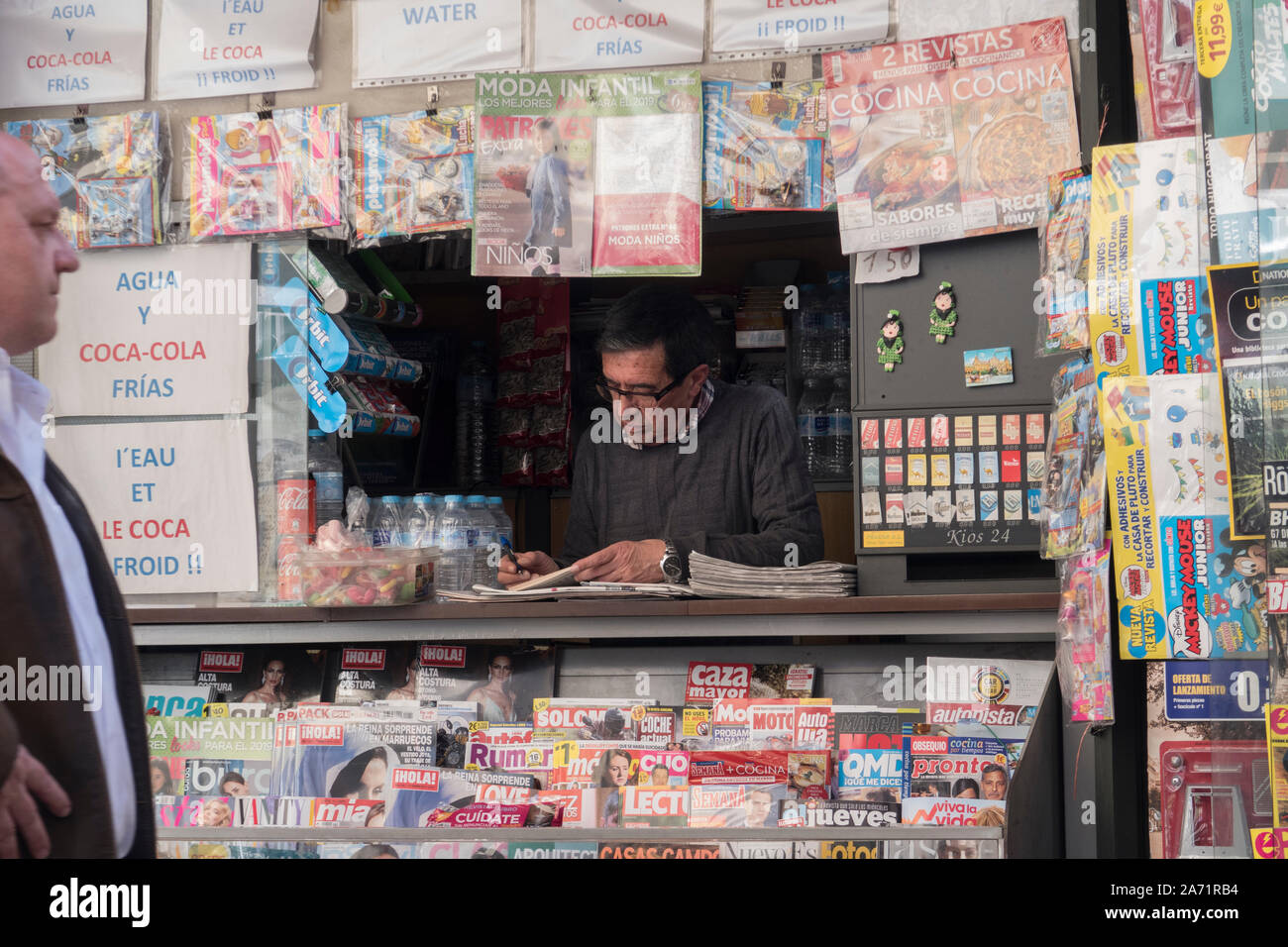 News paper and Magazine street seller in Spain Stock Photo