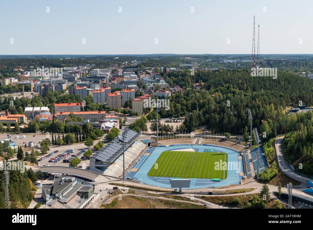 View from Salpausselka hill to the city, Lahti, Finland Stock Photo