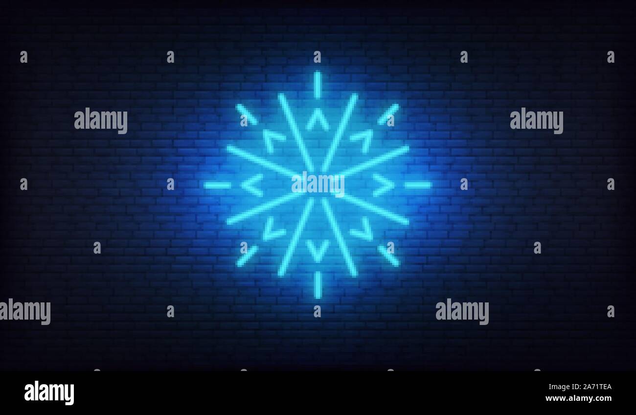 Snow icon neon. Vector glowing neon white snowflake icon Stock Vector ...