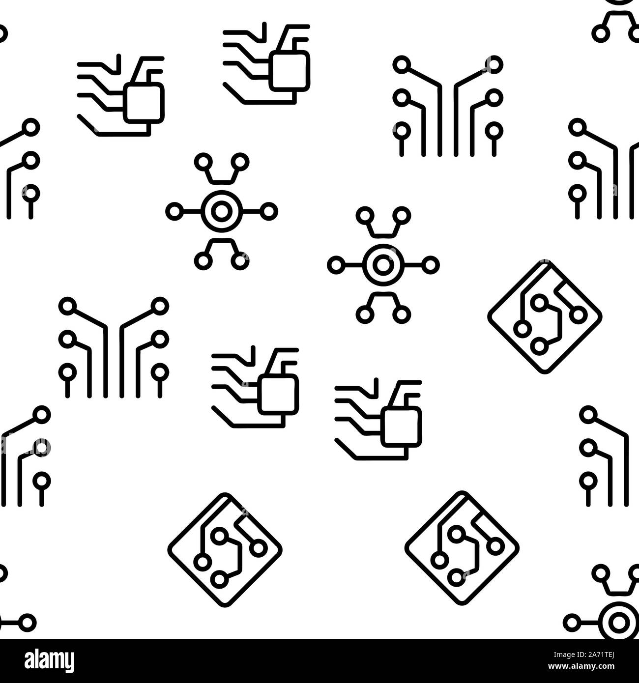 Circuit Computer Chip Vector Seamless Pattern Stock Vector Image Art