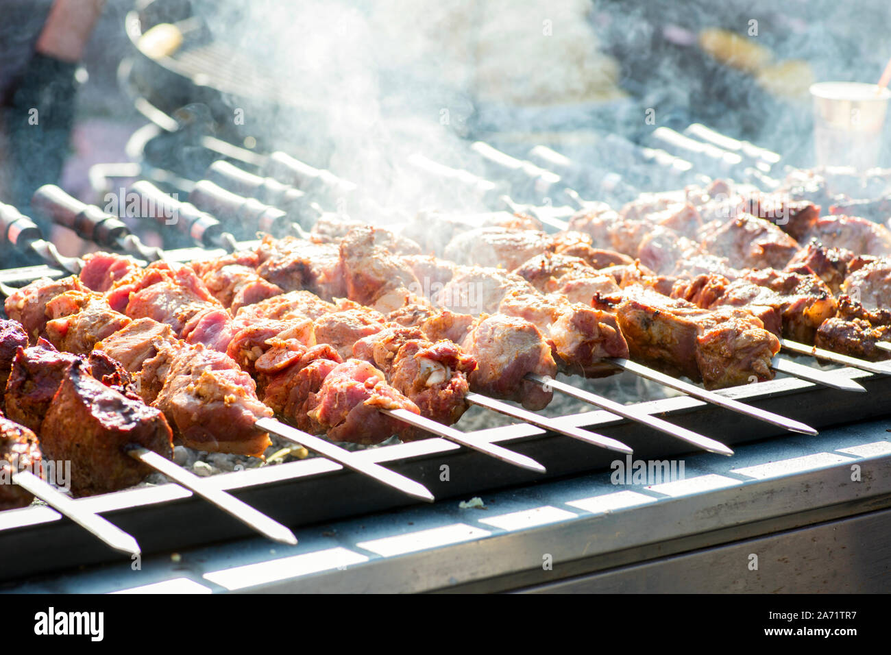 Mixed grilled meat platter. Assorted delicious grilled meat. Meat on