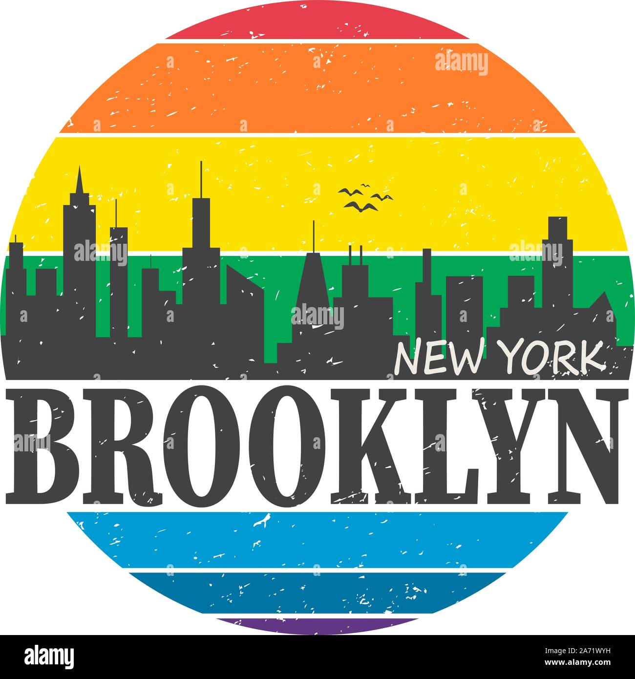 Vector Illustration On The Theme In New York City Brooklyn