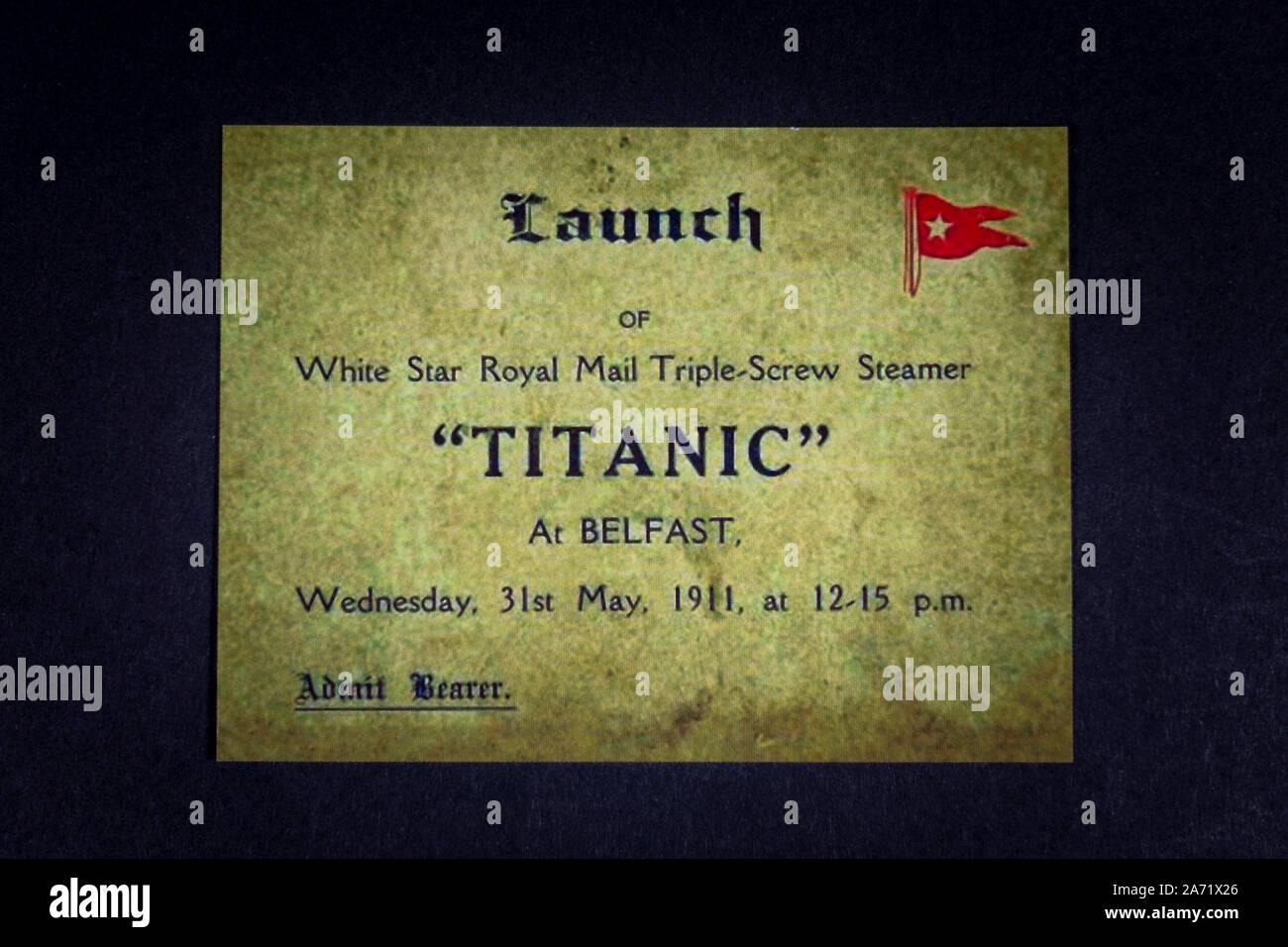 Replica memorabilia relating to the Titanic Ticket to the launching of