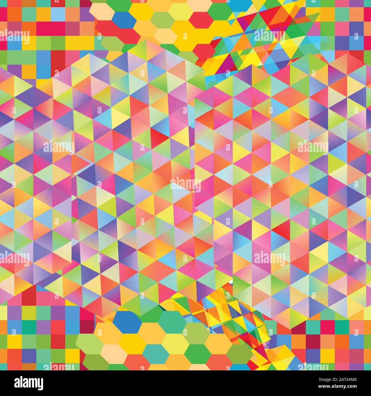 Seamless pattern with gainbow colored glitch styled bright messy shapes Stock Vector