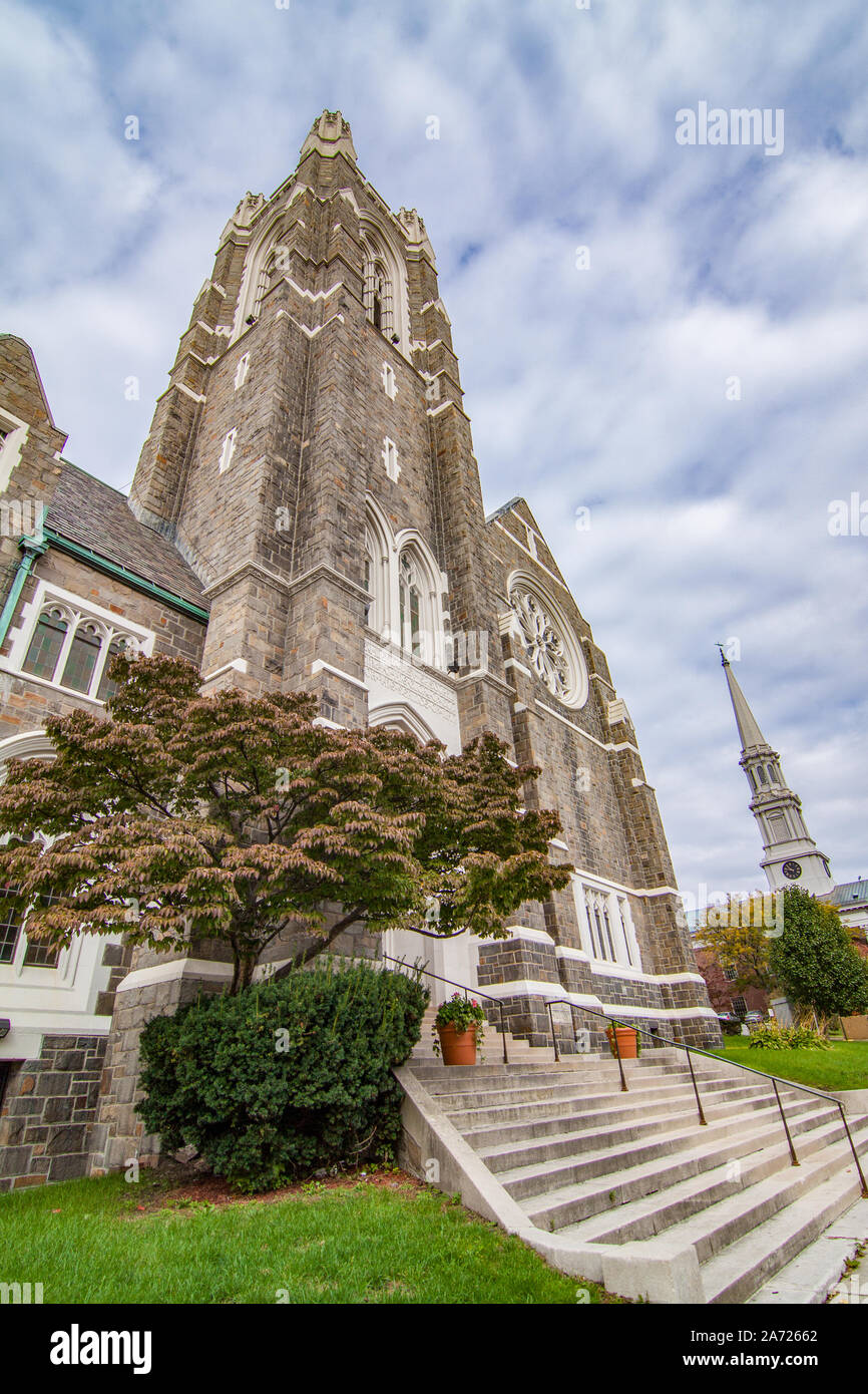 Wesley Methodist Church on Main Street in Worcester, MA Stock Photo Alamy