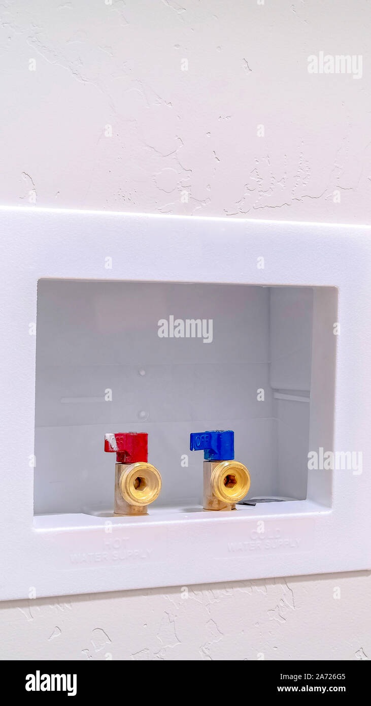 Vertical Inset Vertical frame Inset connections for hot and cold water Stock Photo - Alamy