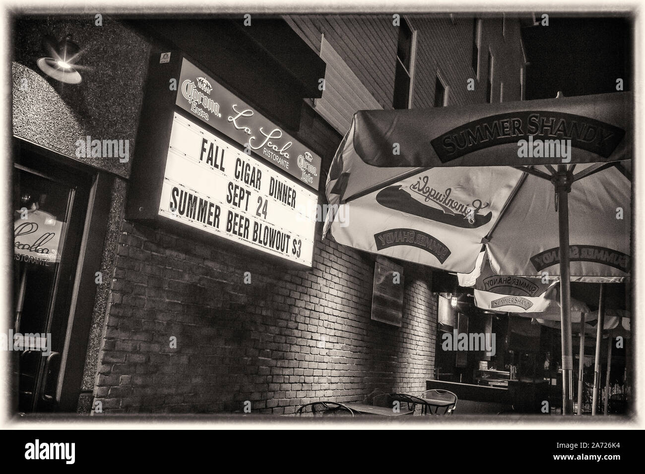 La Scala restaurant at night in Worcester, MA Stock Photo Alamy