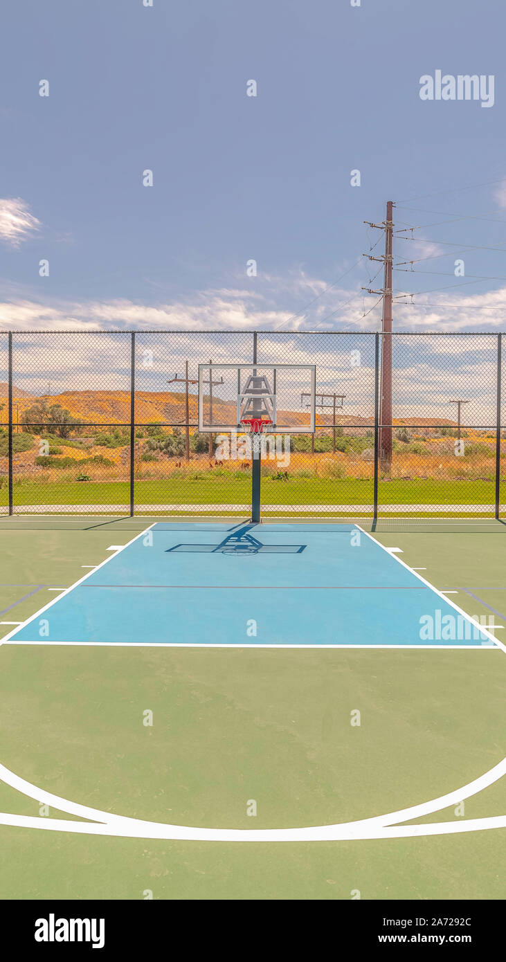 Vertical Outdoor basketball court and three point line Stock Photo Alamy