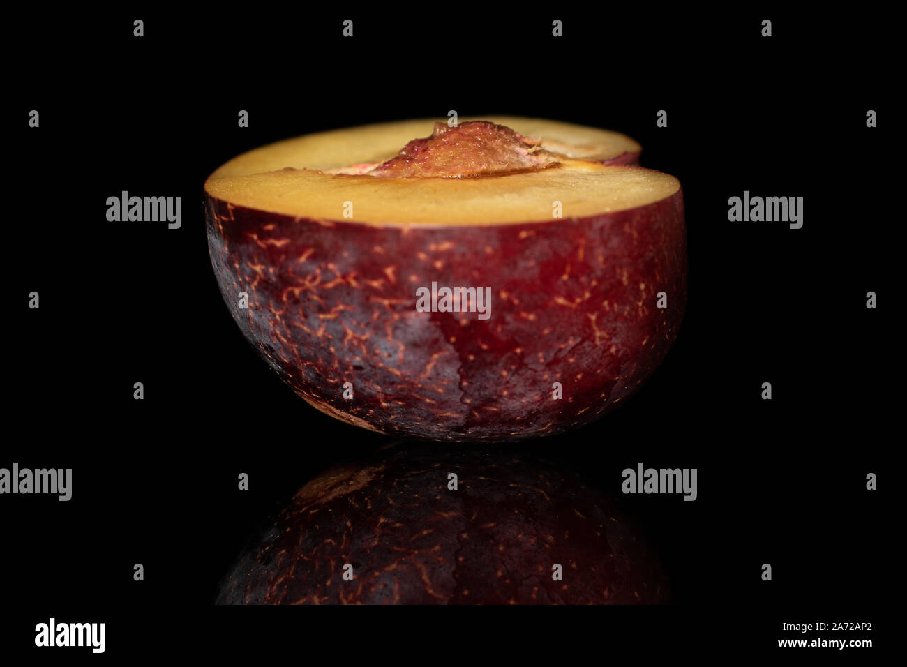 sliced deep red burgundy plum path isolated on white Stock Photo - Alamy
