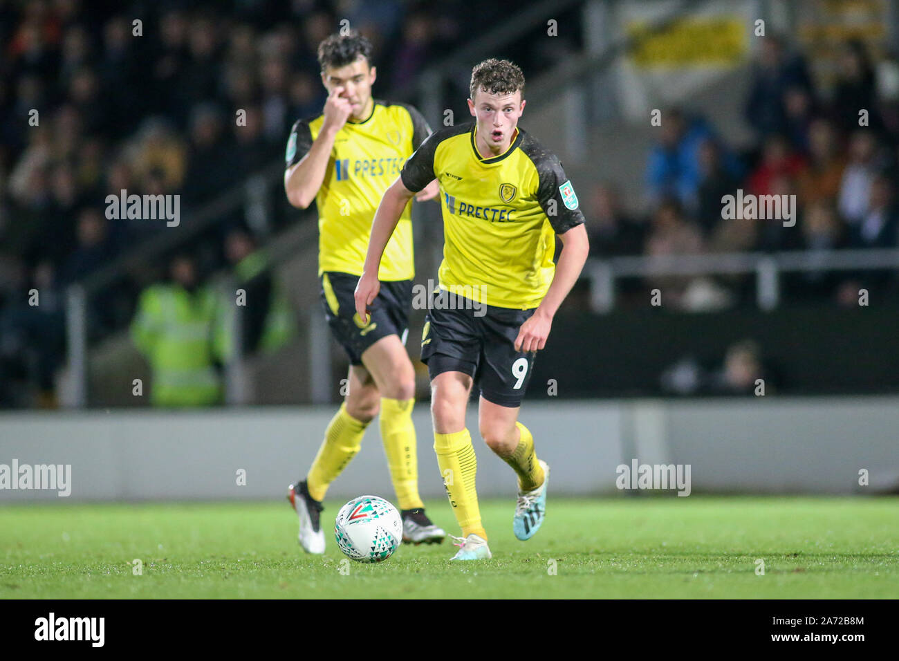Burton Upon Trent, UK. 29th Oct, 2019. Nathan Broadhead of Burton Albion (9) during the EFL Carabao Cup round of 16 match between Burton Albion and Leicester City at the Pirelli Stadium, Burton upon Trent, England. Photo by Mick Haynes. Editorial use only, license required for commercial use. No use in betting, games or a single club/league/player publications. Credit: UK Sports Pics Ltd/Alamy Live News Stock Photo