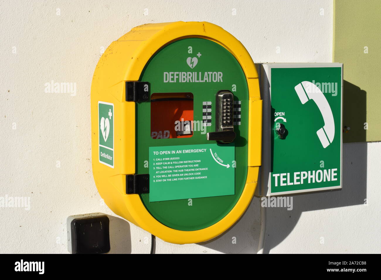 Defibrillator with telephone Stock Photo