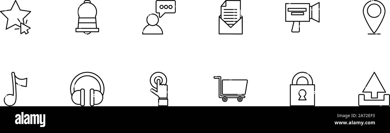 network social media icons set line style vector illustration Stock ...