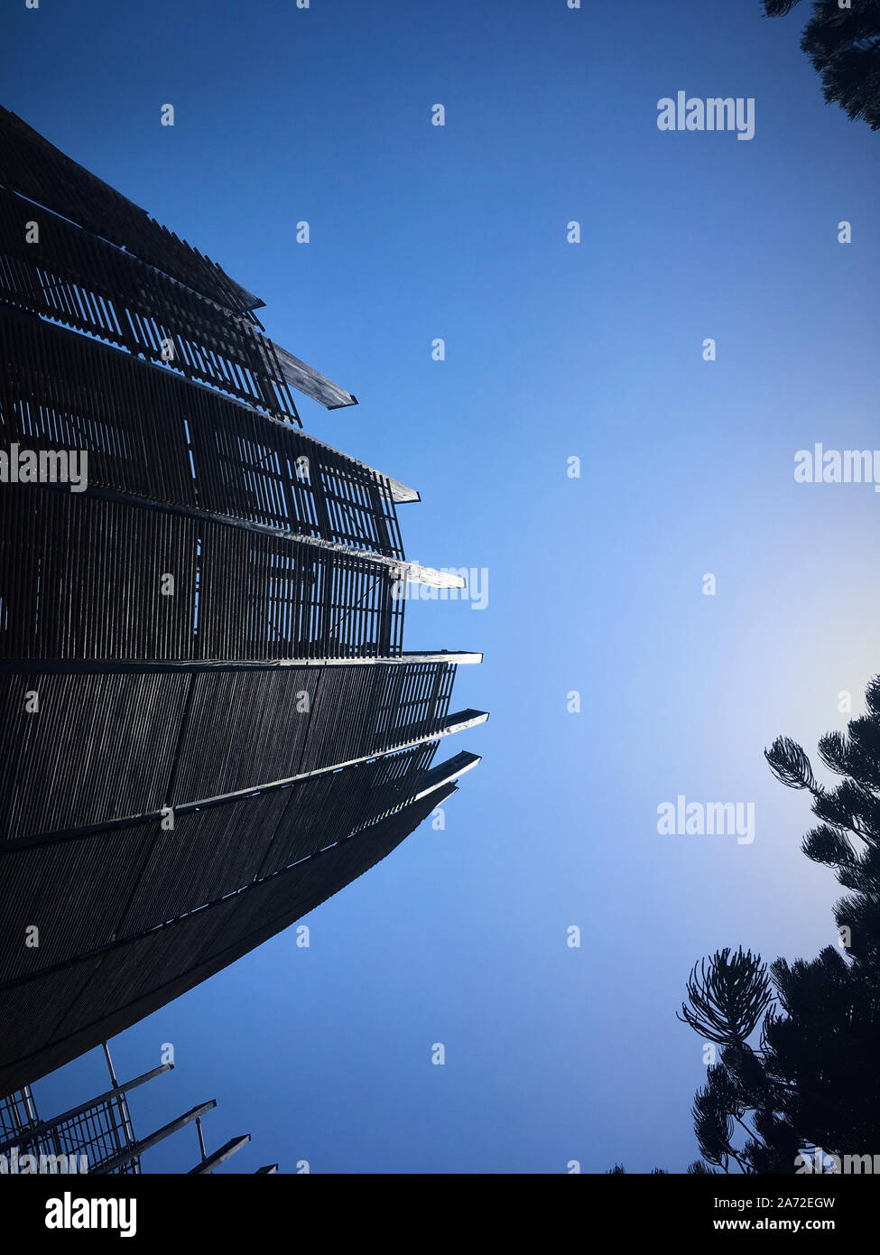 A stunning hut peak of part of the Jean-Marie Tjibaou Cultural Centre designed by Renzo Piano. Stock Photo