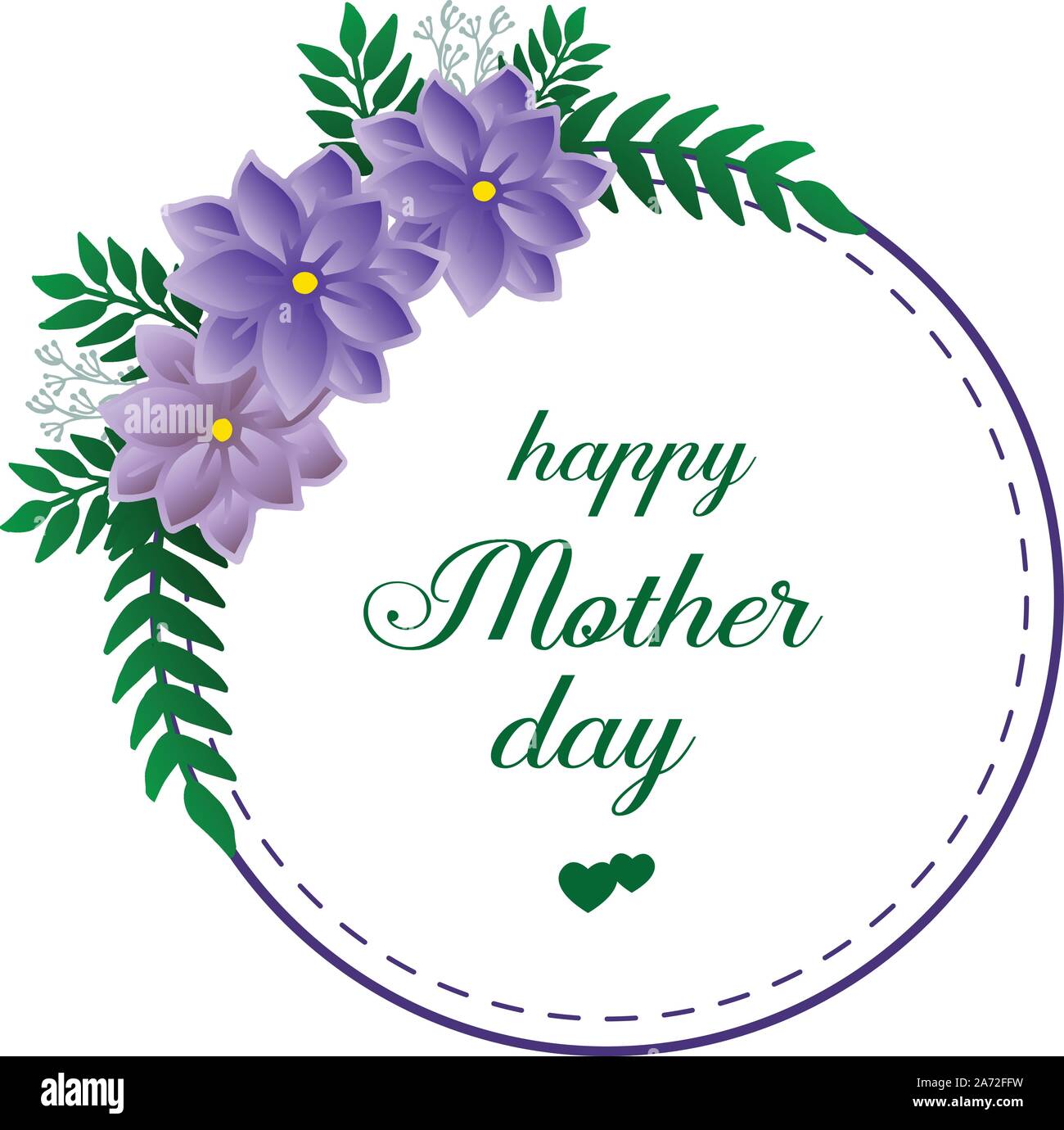 Vintage card happy mother day with texture of purple flower frame ...