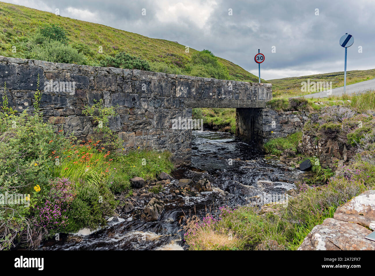 Elgol stone bridge and stream, Isle of Skye - Views Stock Photo