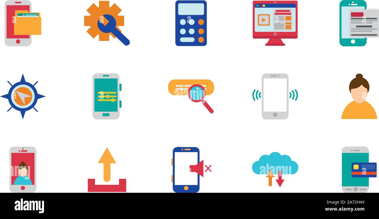 internet of things technology network icons set vector illustration ...