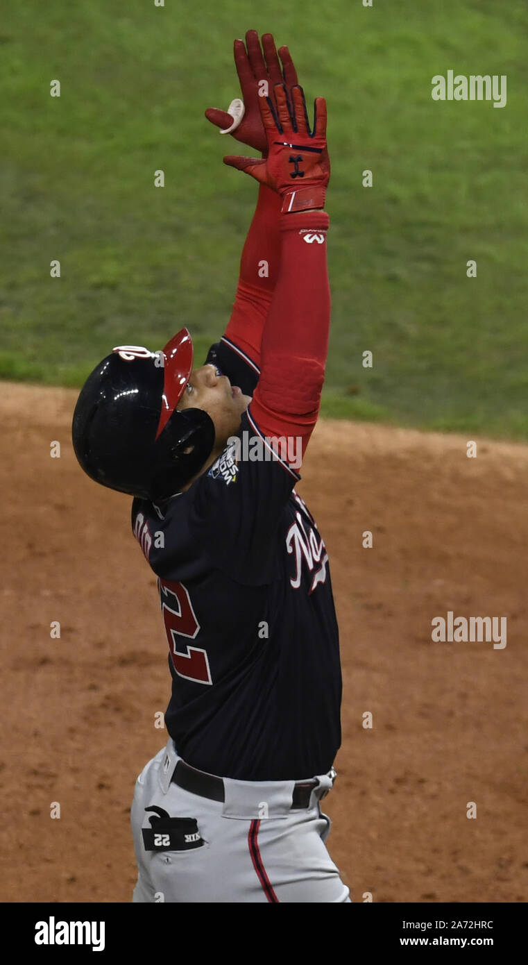 Denver, United States. 14th July, 2021. Washington Nationals Juan Soto does  a hop after an inside ball in the third inning of the 2021 MLB All-Star  Game at Coors Field in Denver