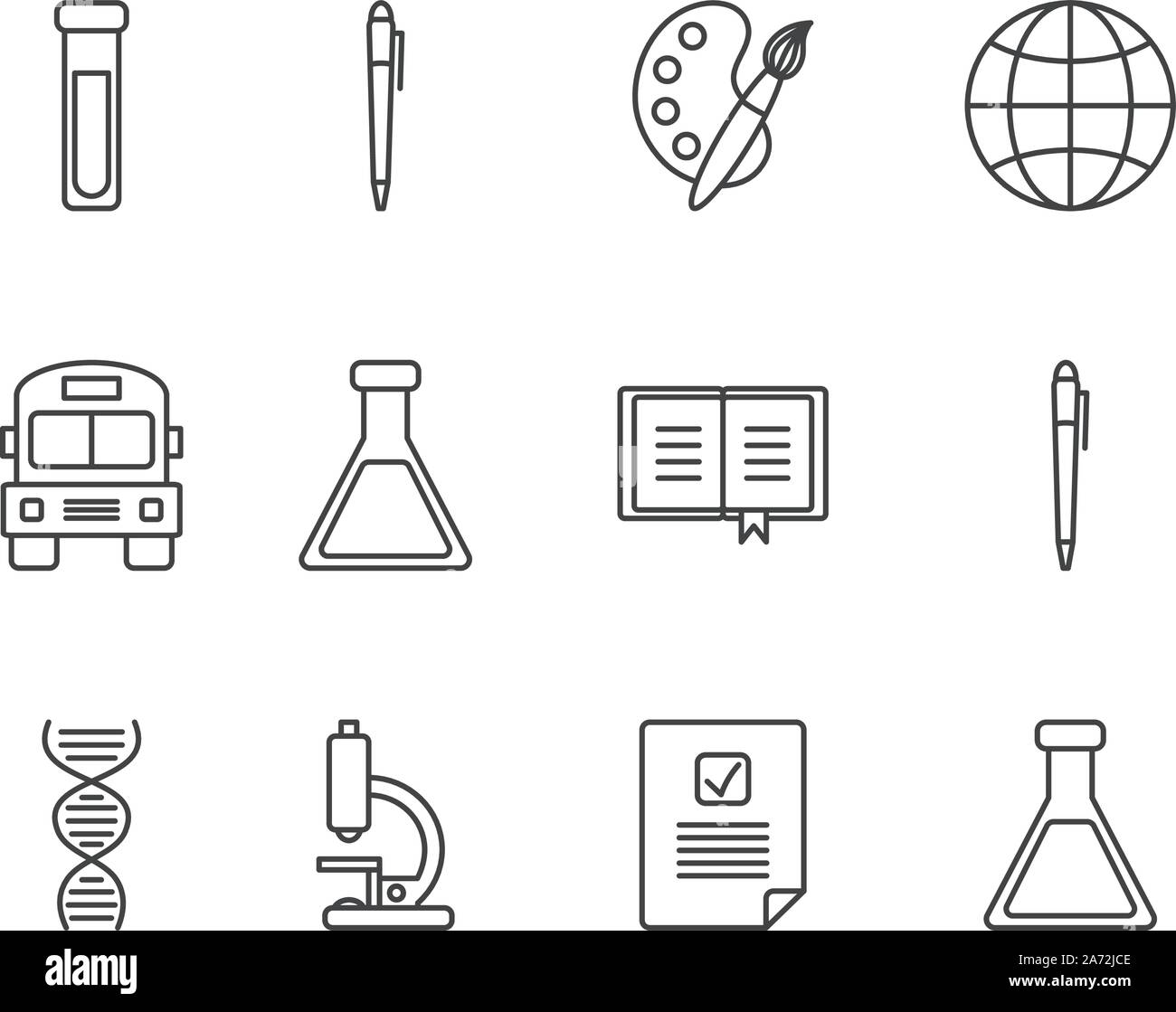 school and education icons set line style vector illustration Stock ...