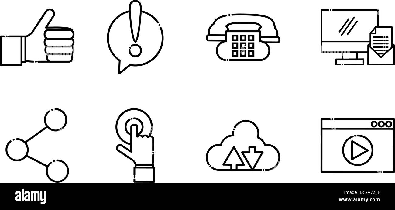 network social media icons set line style vector illustration Stock ...