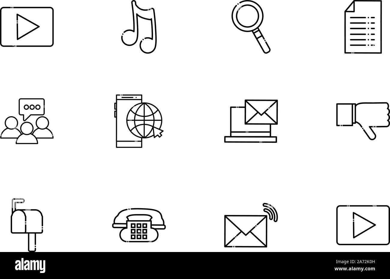network social media icons set line style vector illustration Stock ...