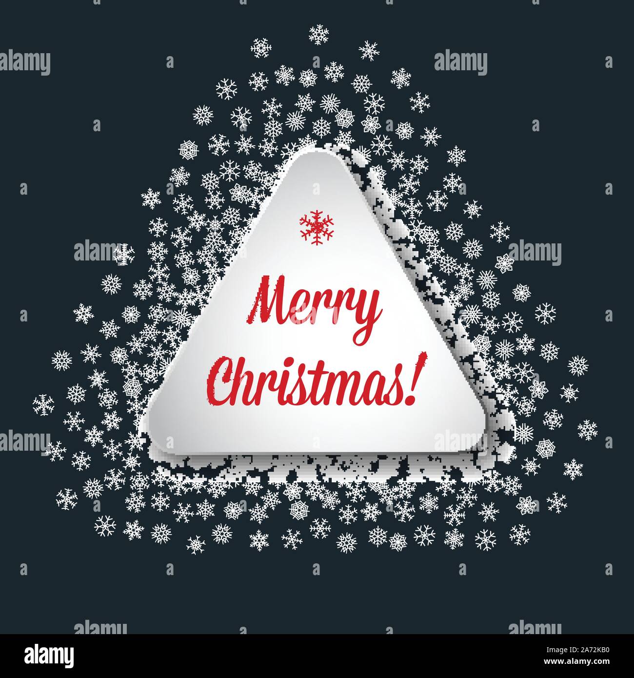Scattered snowflakes under the retro frame Stock Vector