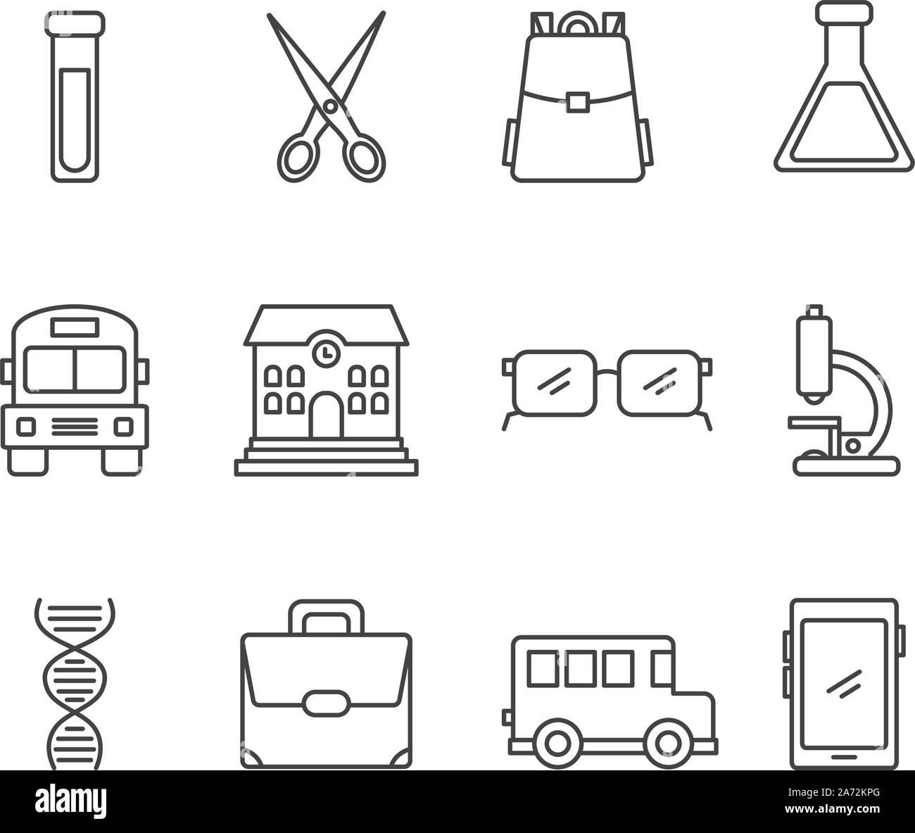 school and education icons set line style vector illustration Stock ...