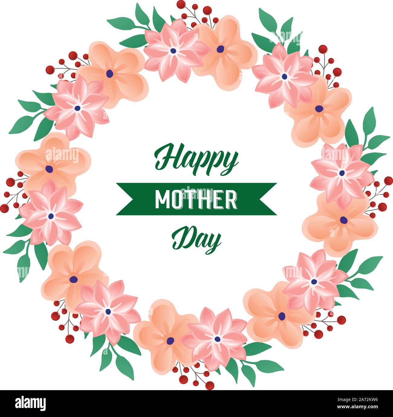 Card happy mother day, with decoration of nature green leafy flower ...