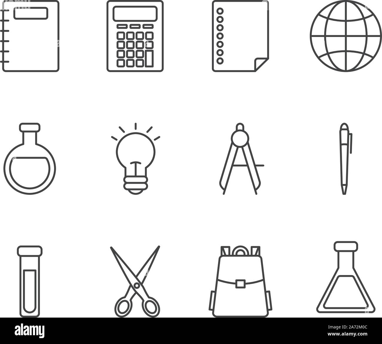 school and education icons set line style vector illustration Stock ...