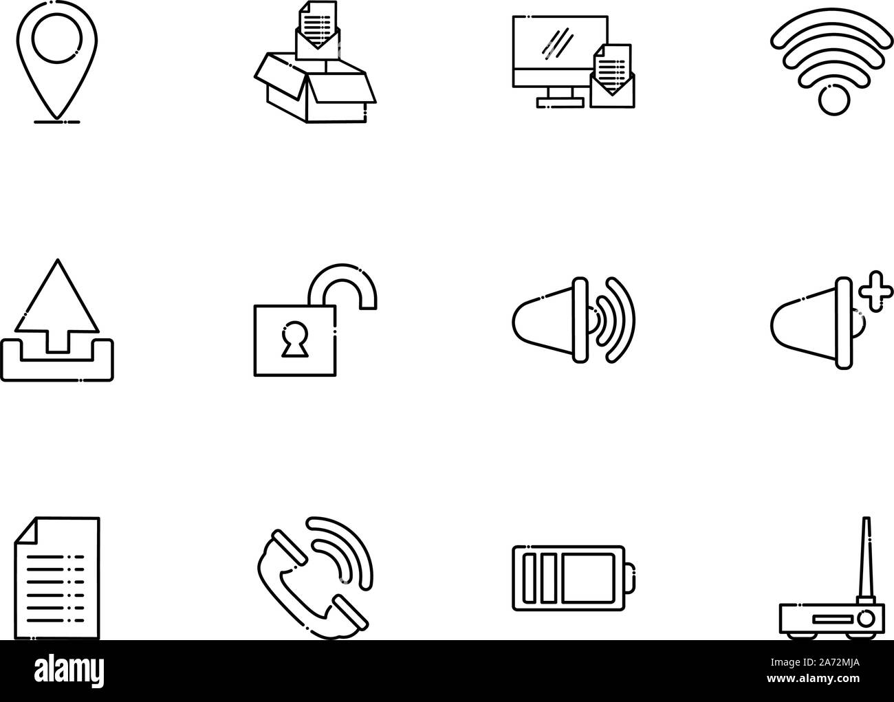 network social media icons set line style vector illustration Stock ...