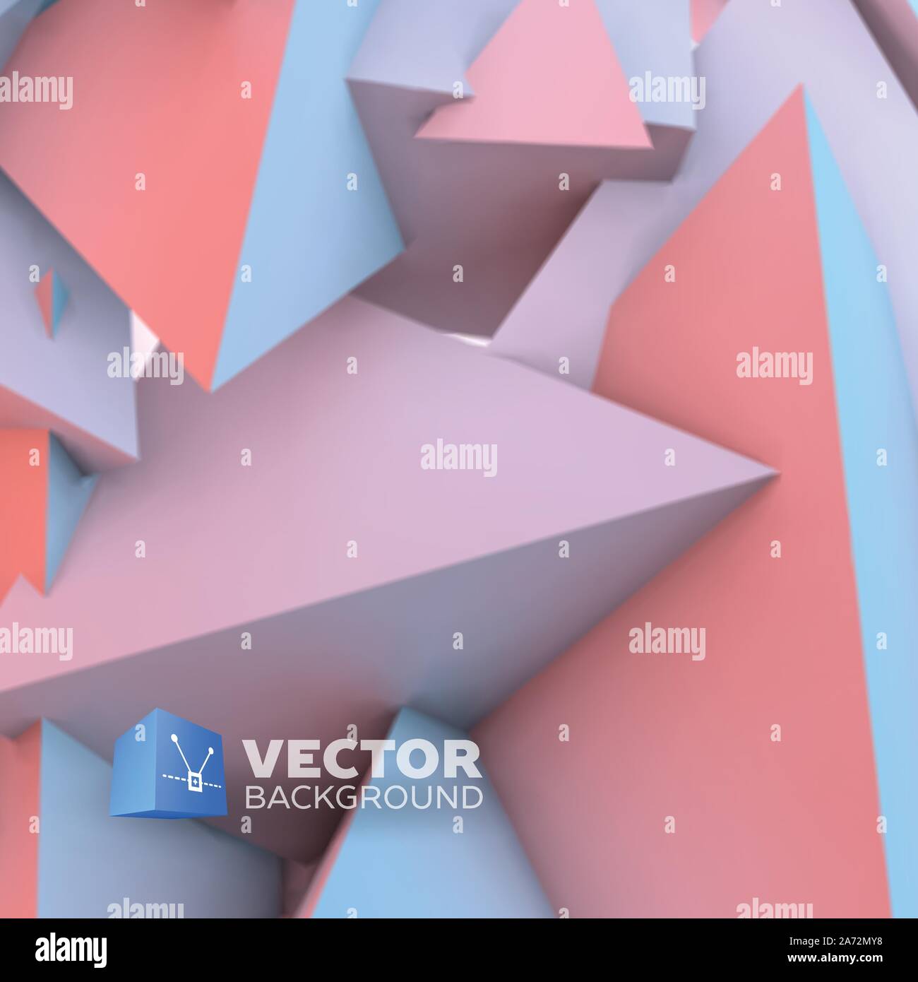 Abstract background with rose quartz and serenity pyramids Stock Vector