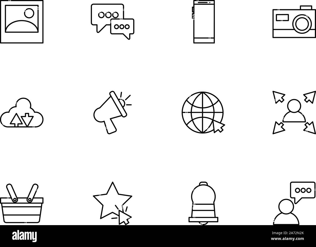network social media icons set line style vector illustration Stock ...