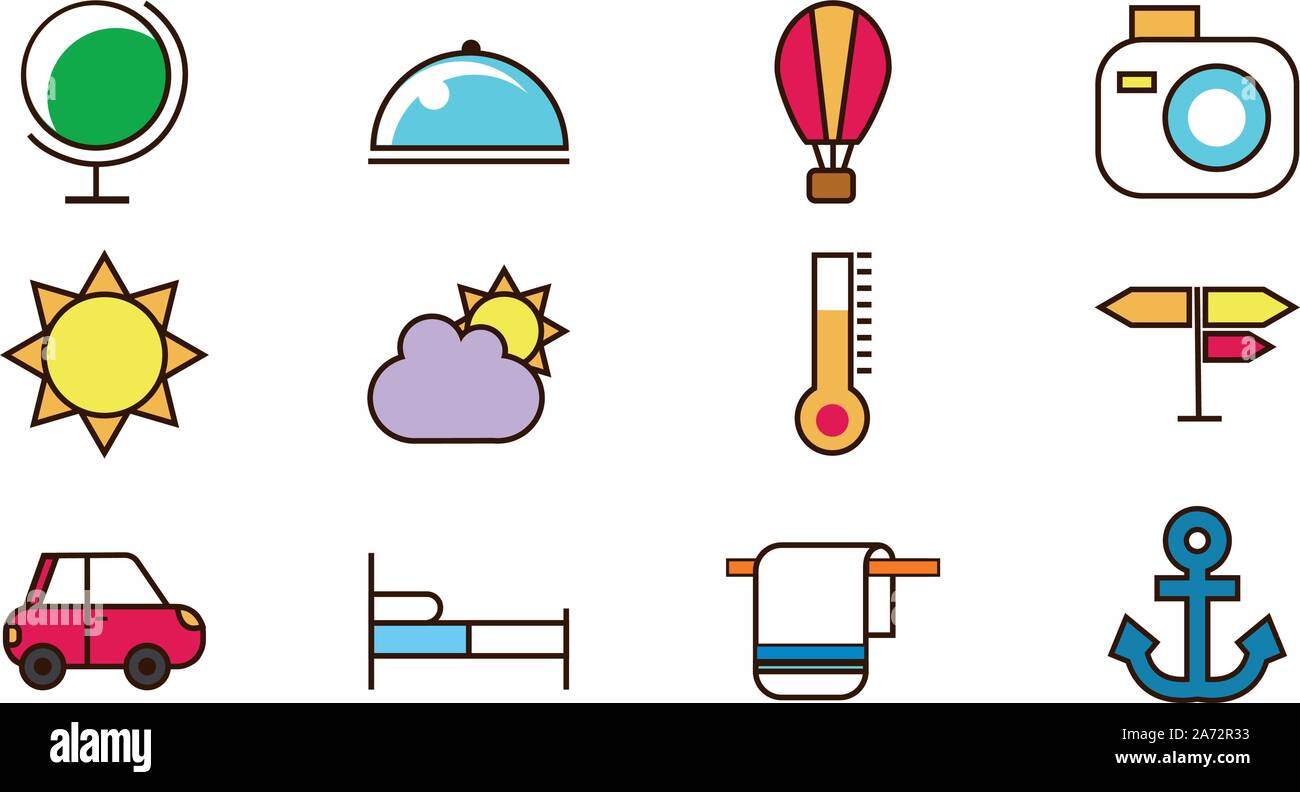 tourism vacations travel related icons set vector illustration Stock ...