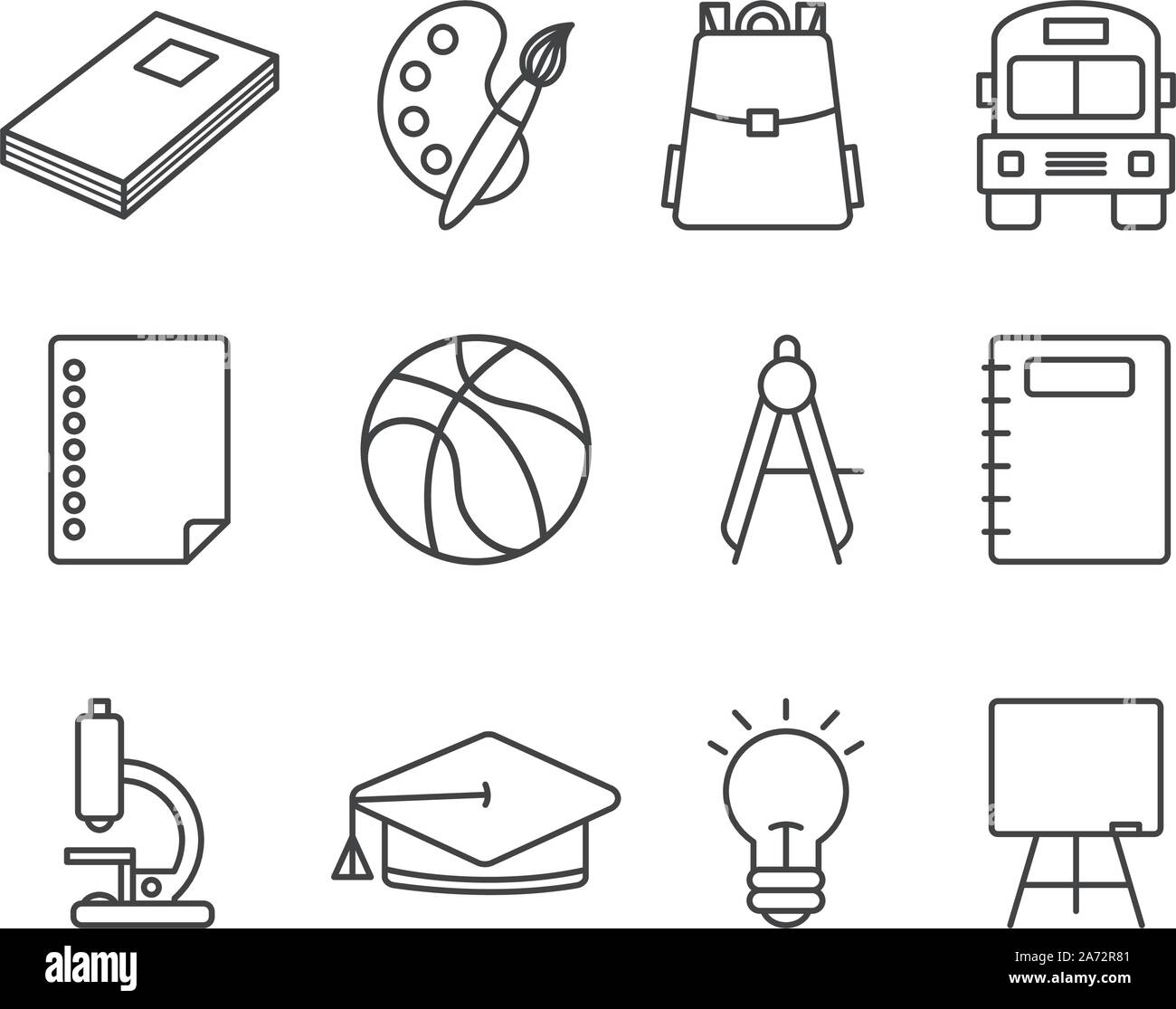 school and education icons set line style vector illustration Stock ...