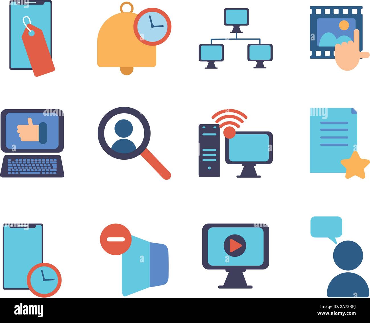 technology data digital multimedia icons set vector illustration Stock ...