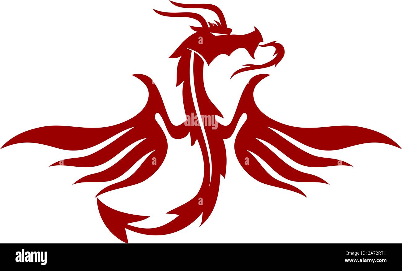 Dragon Logo Design Mascot Template Vector Isolated Stock Vector