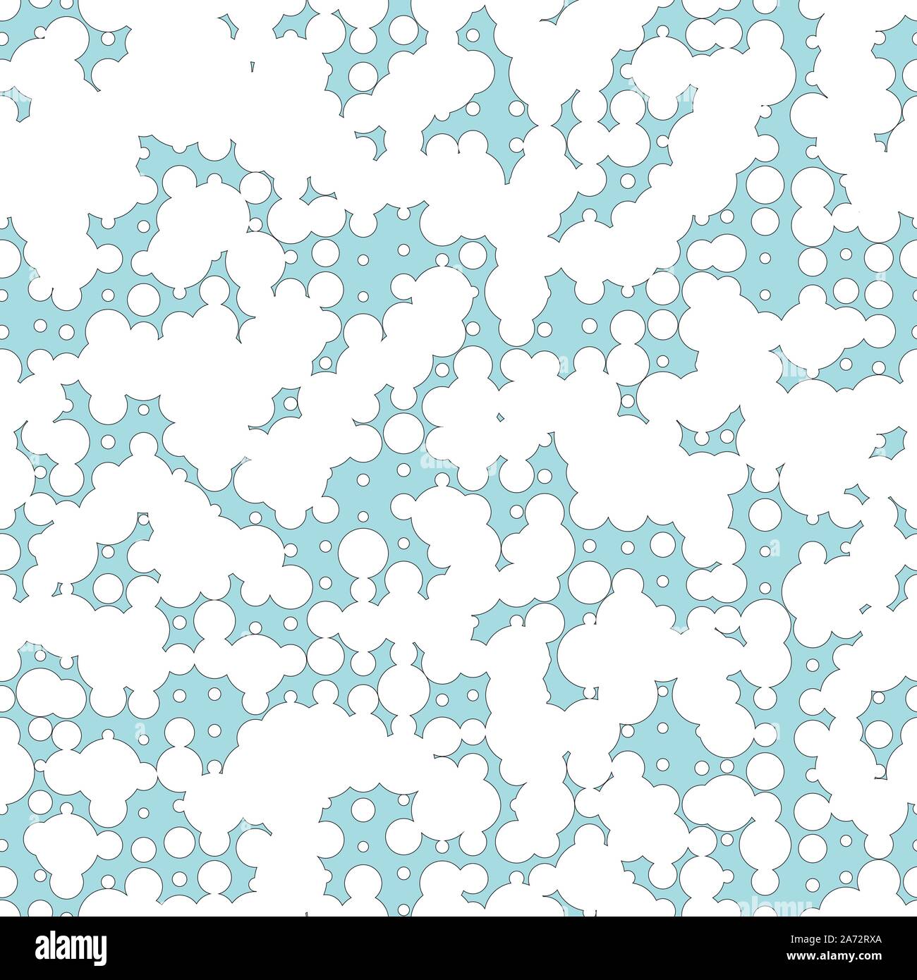 White rounds clouds on skyblue background, vector seamless pattern texture Stock Vector
