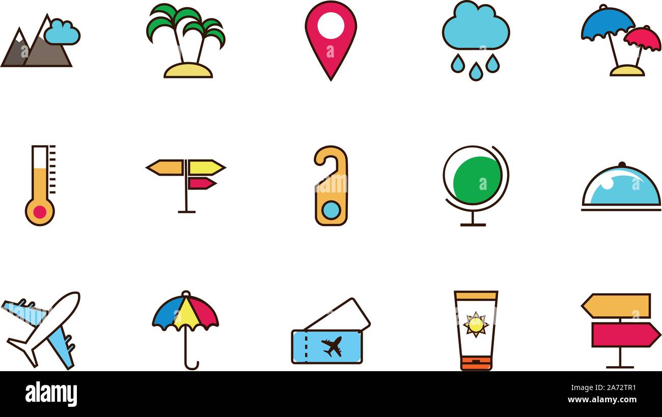tourism vacations travel related icons set vector illustration Stock ...