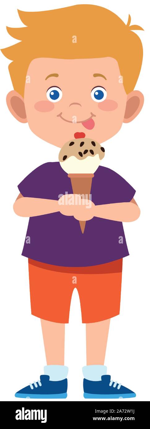 little boy eating a ice cream cone Stock Vector Image & Art - Alamy