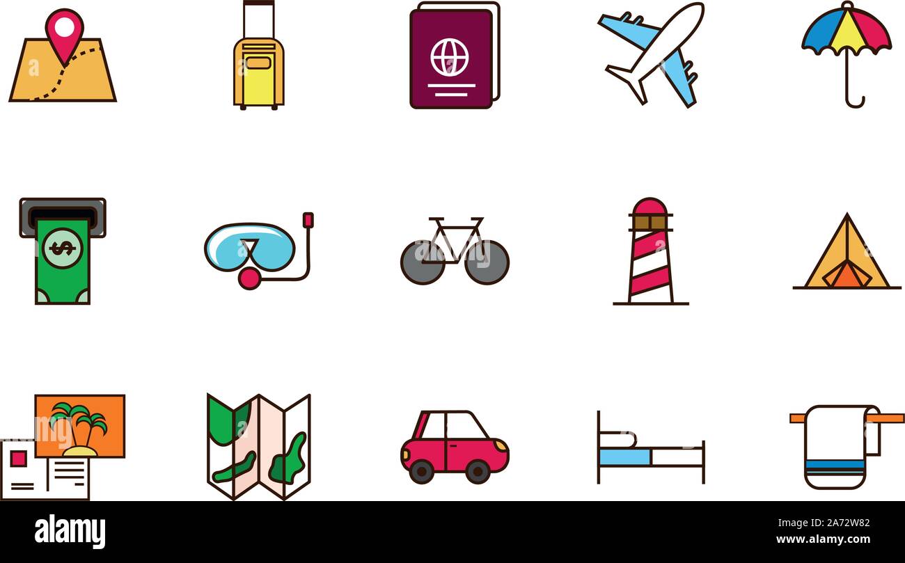 tourism vacations travel related icons set vector illustration Stock ...