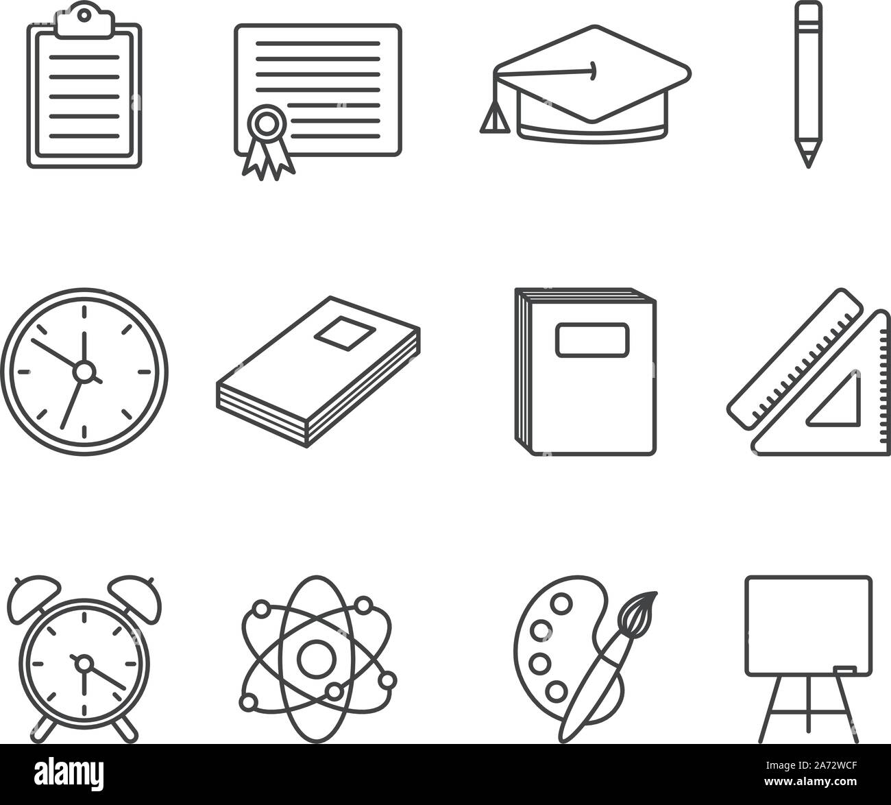 school and education icons set line style vector illustration Stock ...