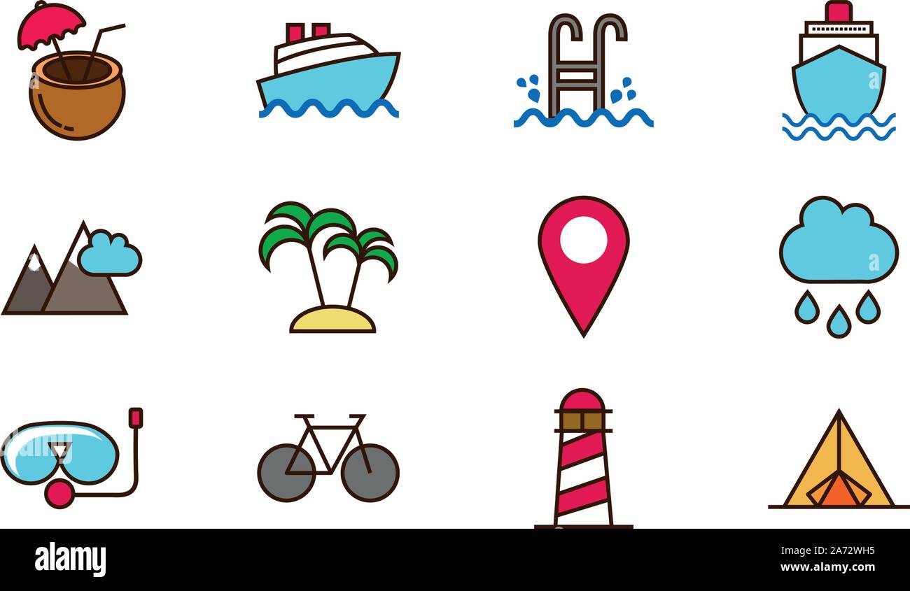 tourism vacations travel related icons set vector illustration Stock ...