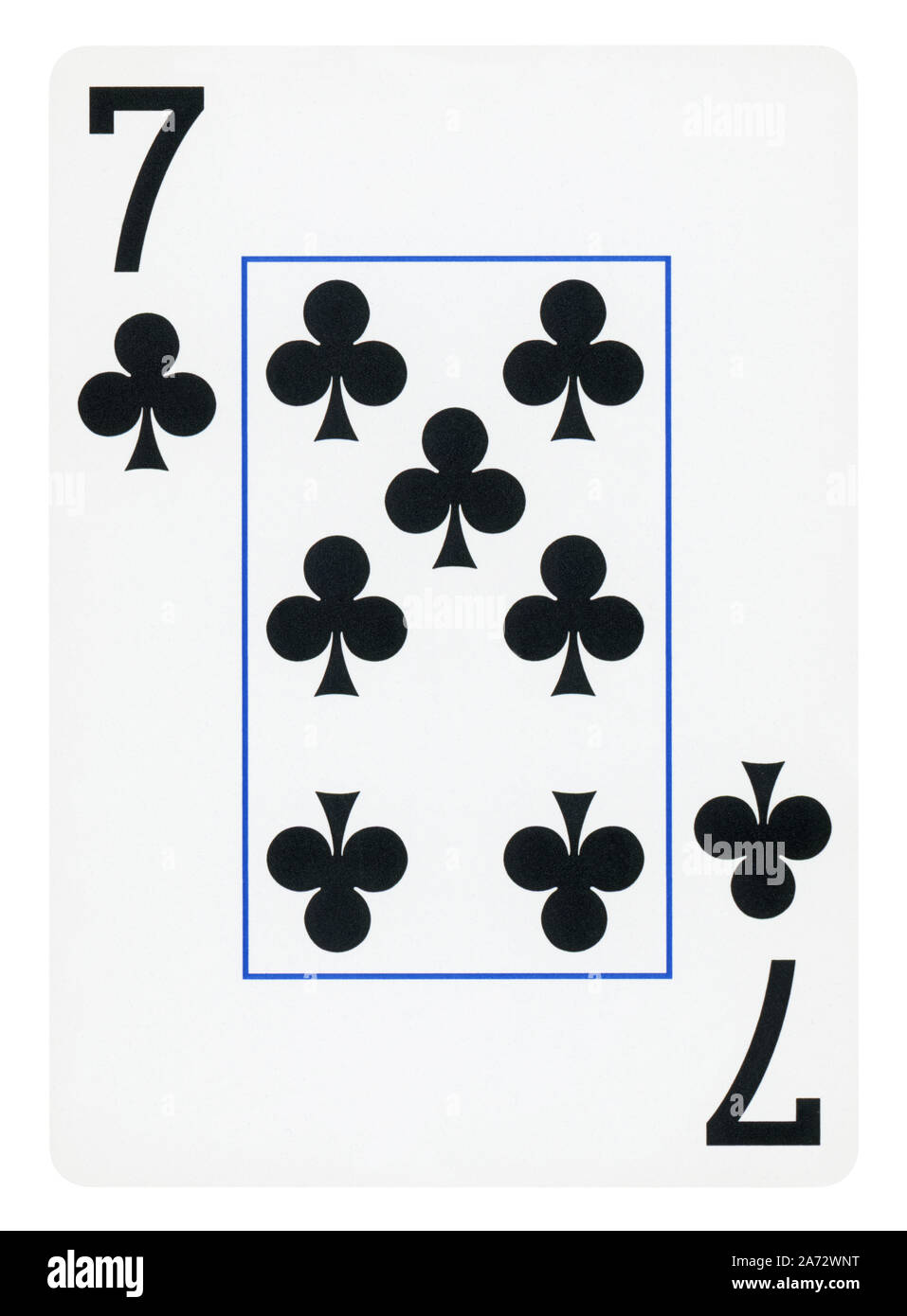 Seven of Clubs playing card - isolated on white (clipping path included) Stock Photo
