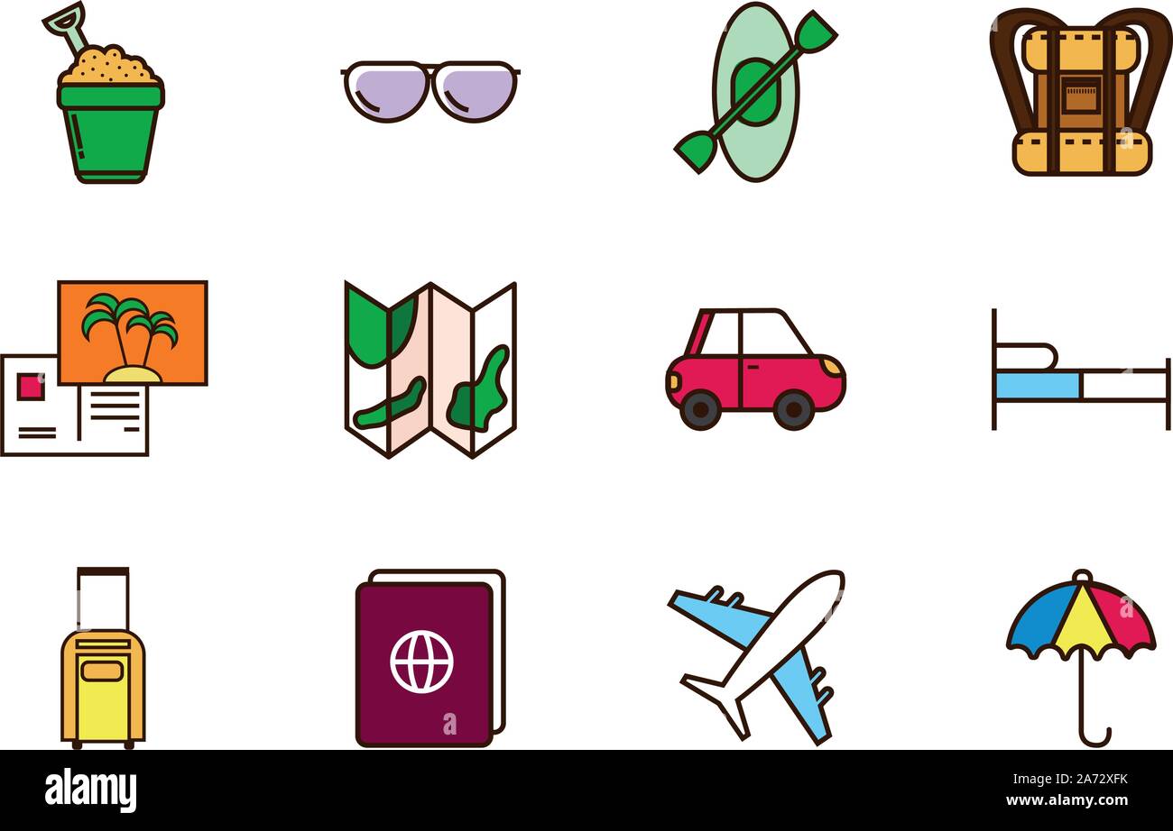 tourism vacations travel related icons set vector illustration Stock ...